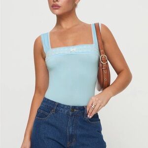 Women's Light Blue Square Neck Top
